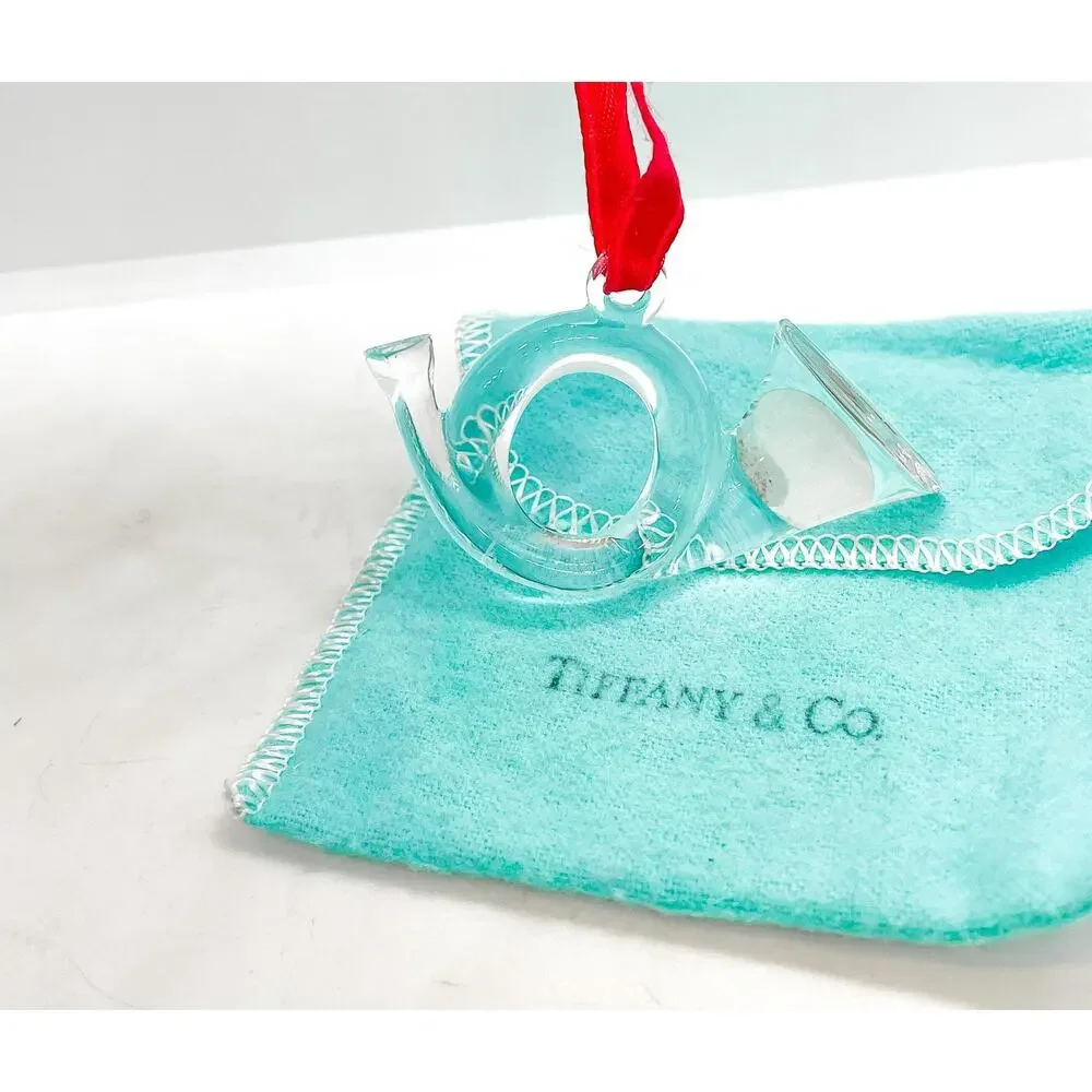 Tiffany & Co. Rare Crystal French Horn Christmas Ornament